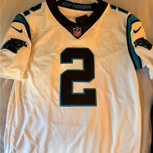 Nike White and Teal Panthers Jersey